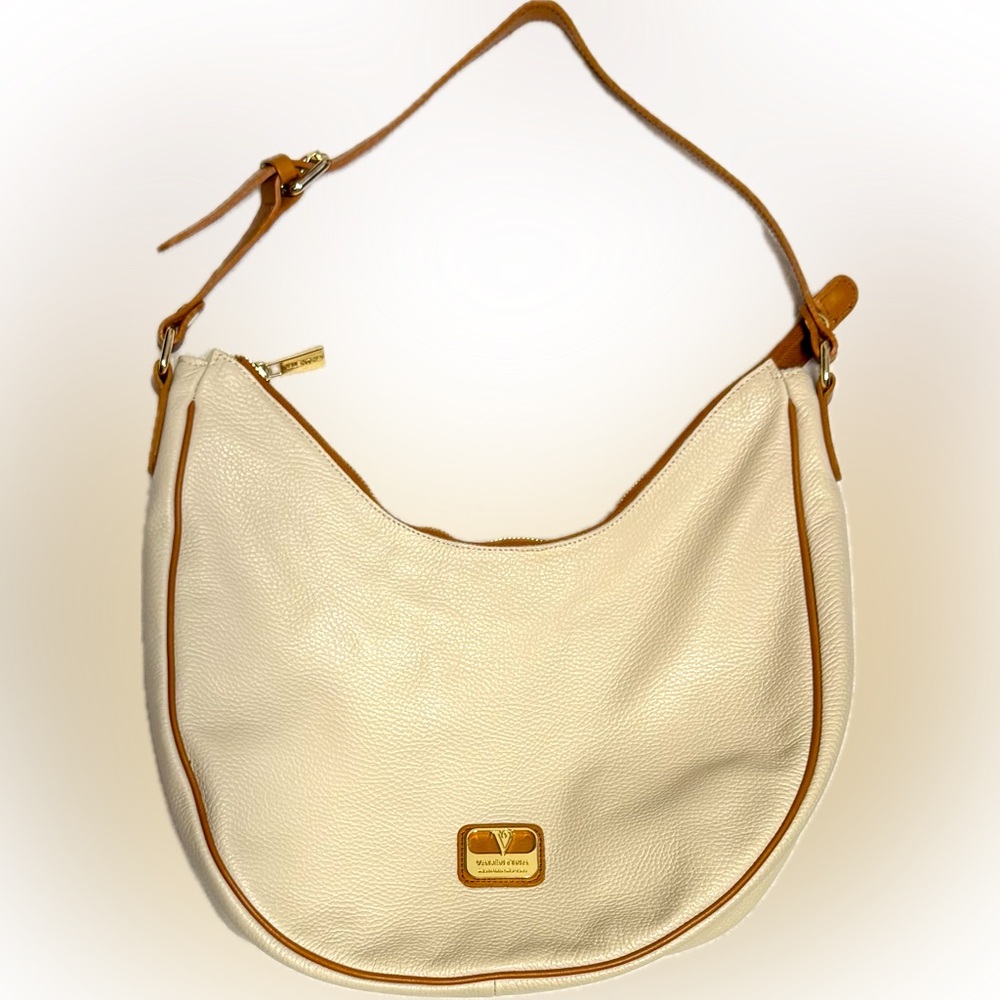 Valentina Cream and Tan Hobo Bag